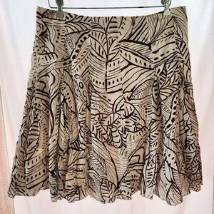 CASUAL CORNER Beige Brown Pleated Flared A Line Skirt Lined Size‎ 12